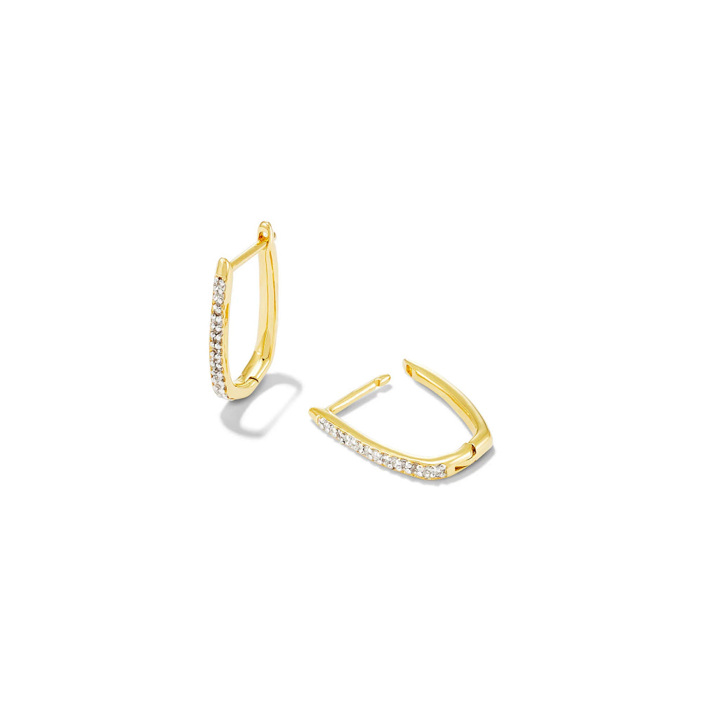 Kendra Scott Ellen Luxe Huggie Earrings in White Sapphire