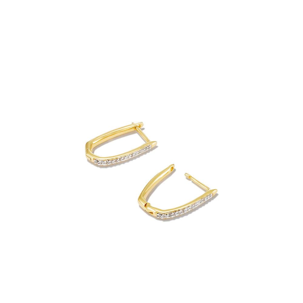 Kendra Scott Ellen Luxe Huggie Earrings in White Sapphire