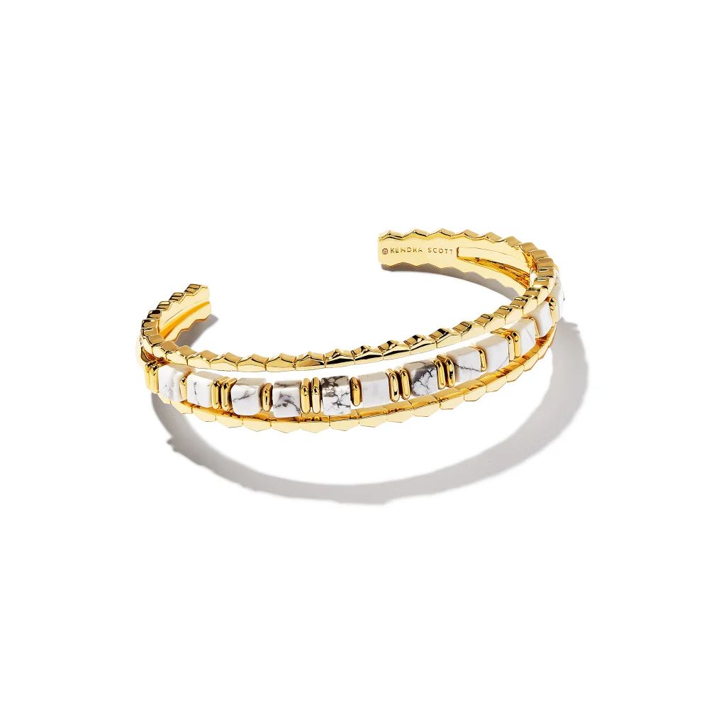 Kendra Scott Ember Triple Cuff Bracelet in Gold White Howlite