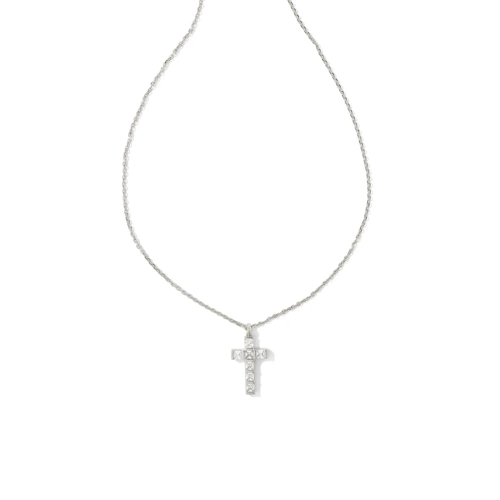 Kendra Scott Gracie Cross Pendant Necklace in Rhodium