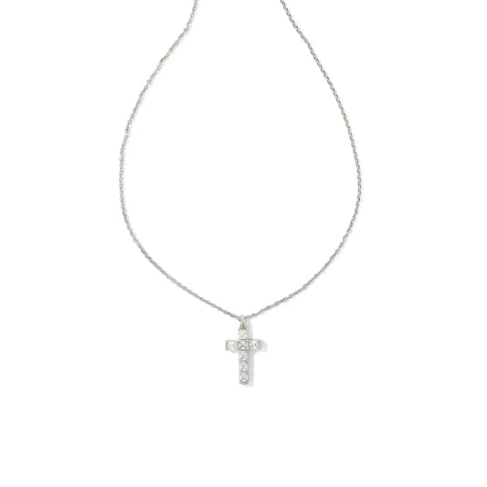 Kendra Scott Gracie Cross Pendant Necklace in Rhodium