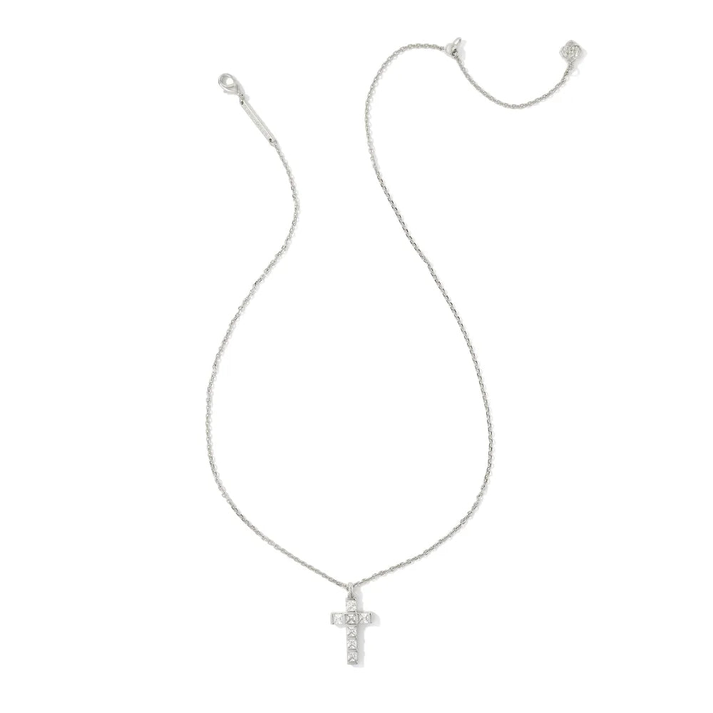 Kendra Scott Gracie Cross Pendant Necklace in Rhodium