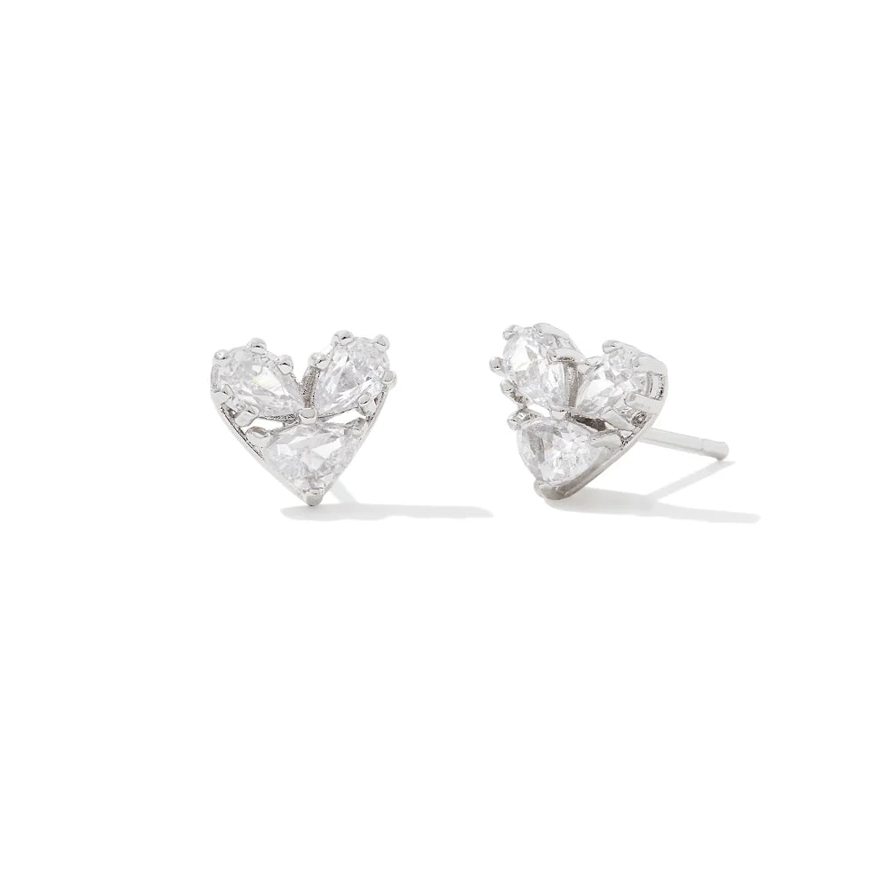 Kendra Scott Katy Heart Stud Earring in Rhodium