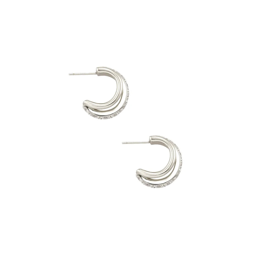 Kendra Scott Livy Huggie Hoop Earrings in White Crystal