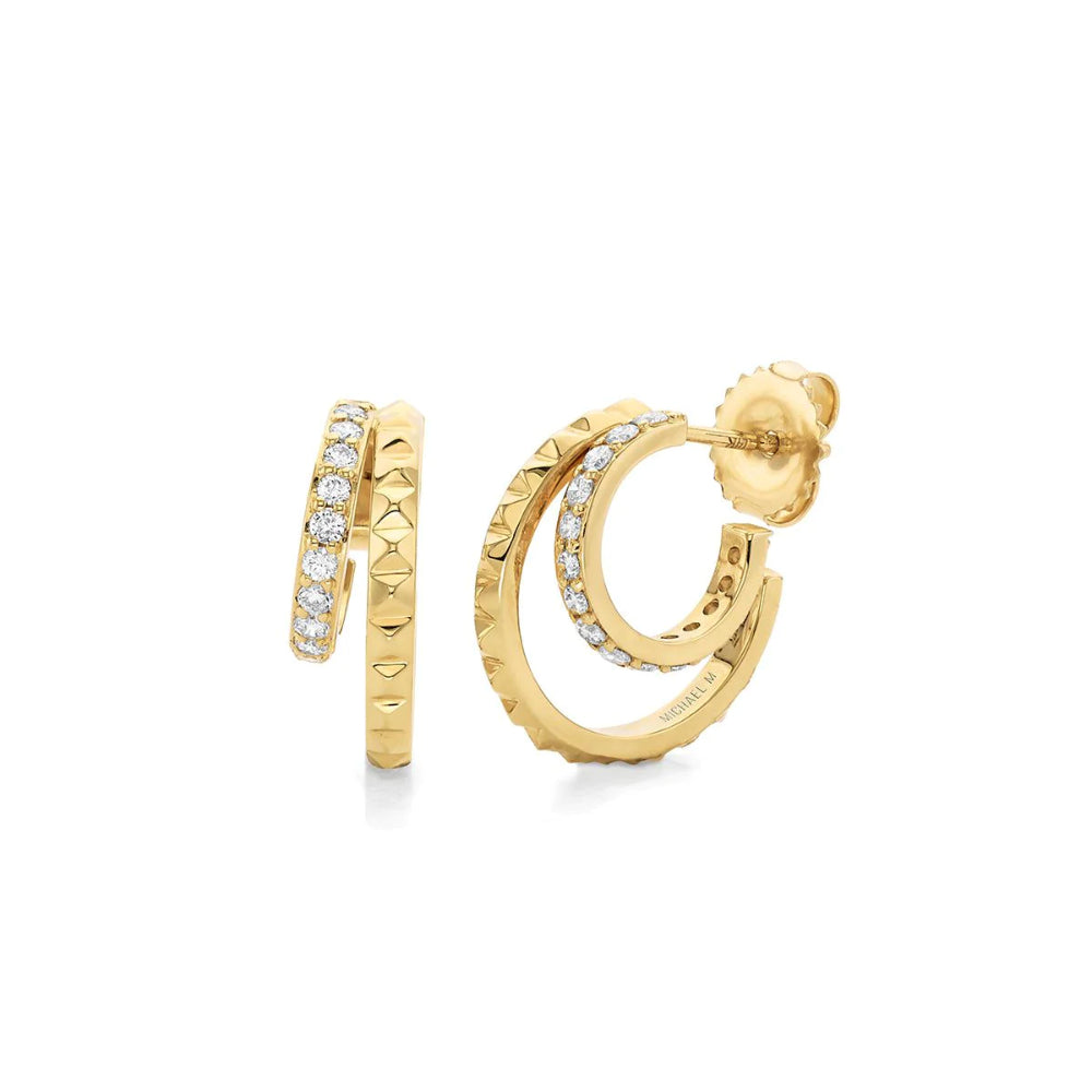 Michael M. 14k "Tetra" Double Huggie Hoops