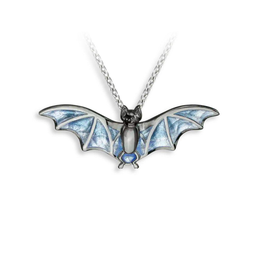 Nicole Barr Enamel Blue Bat Necklace