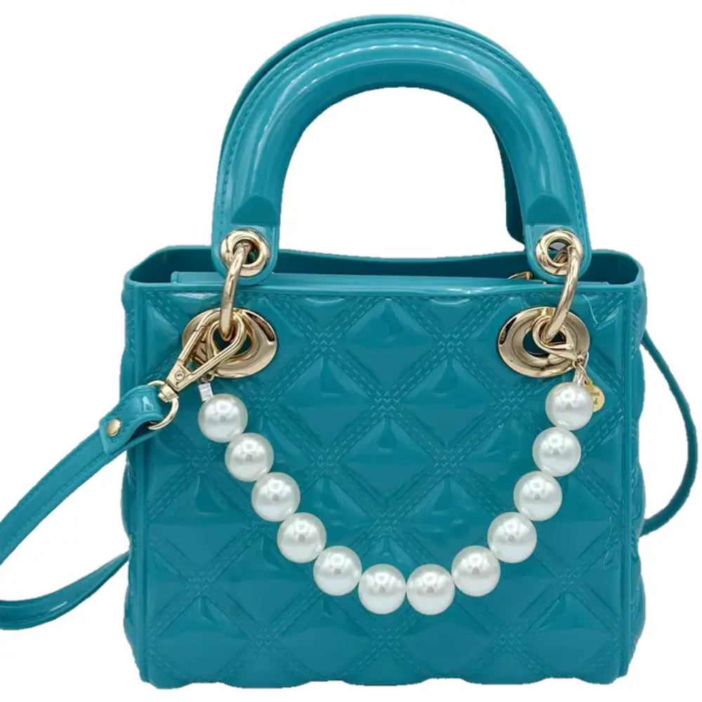 Carrying Kind Pearl/Turquoise Handbag