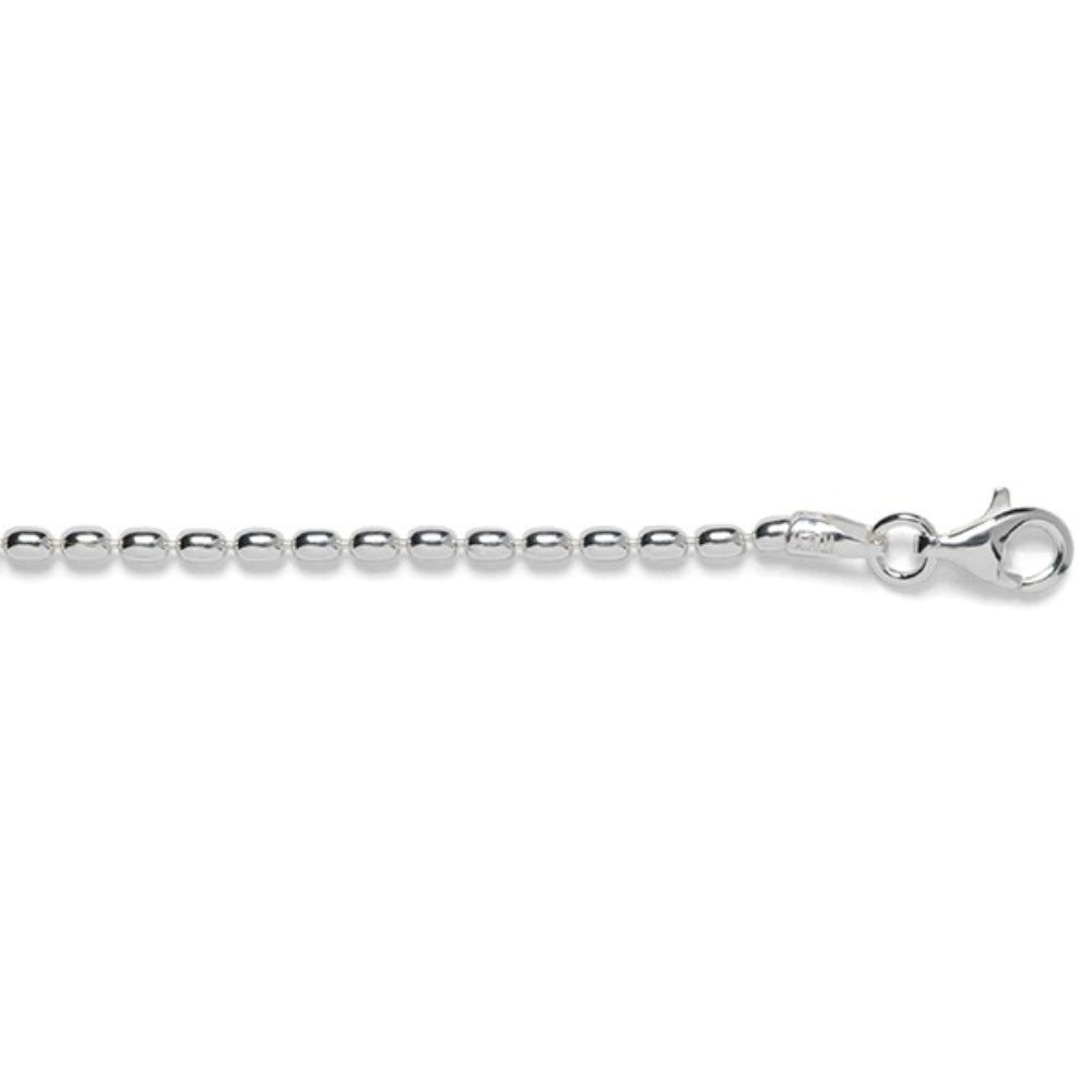 Sterling Silver Rice Bead Chain, 20"