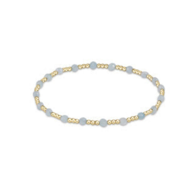 enewton 6.25" Gemstone Gold Sincerity Pattern 3mm Bead Bracelet - Aquamarine