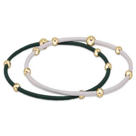 enewton "e"ssentials Gameday Green-White Hair Bracelets - Set of 2