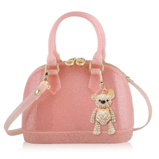 Carrying Kind Teddy Bear Cate Handbag- Bubblegum