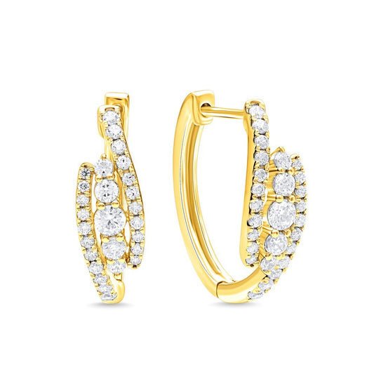 14k Gold Diamond Hoop Earrings