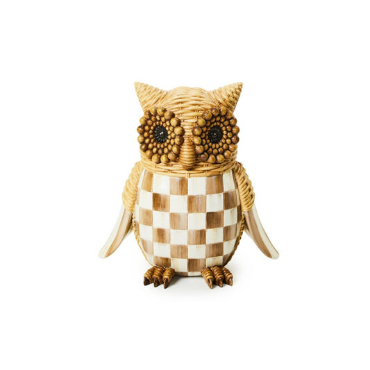 MacKenzie-Childs Autumnology Check Basket Weave Owl Figurine