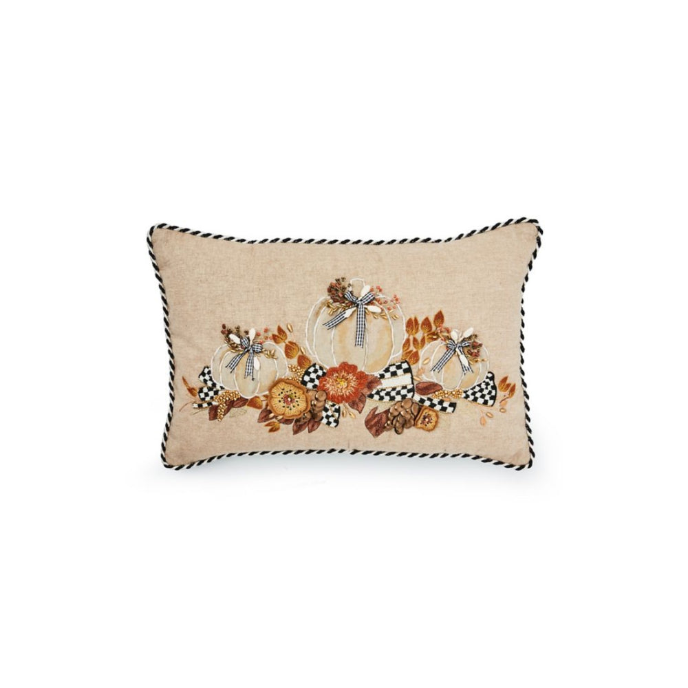 Mackenzie-Childs Autumn Frost Beaded Pumpkin Lumbar Pillow