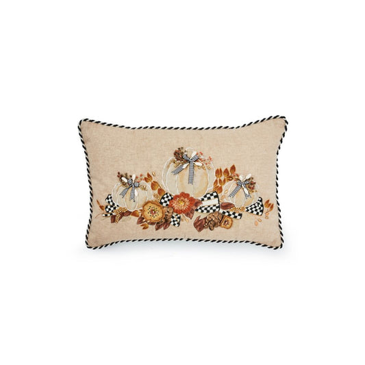 Mackenzie-Childs Autumn Frost Beaded Pumpkin Lumbar Pillow