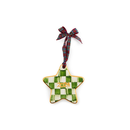 MacKenzie-Childs Forest Check 2024 Ceramic Star Ornament