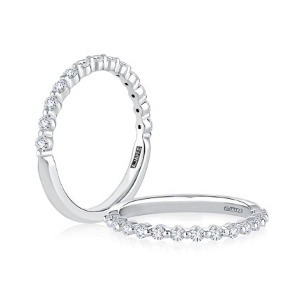 A. Jaffe Delicate Shared Prong Halfway Wedding Band