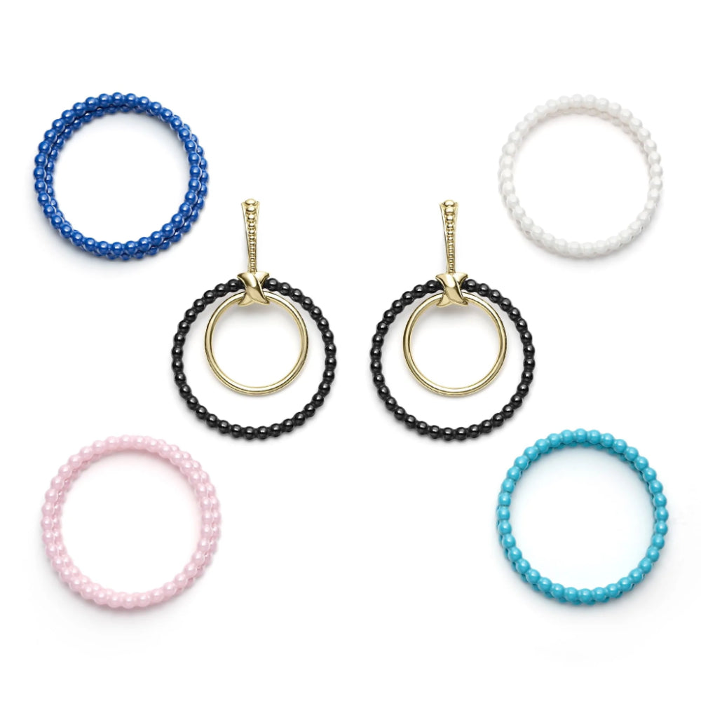 Lagos 18k Meridian Double Circle Earring Set, Interchangable