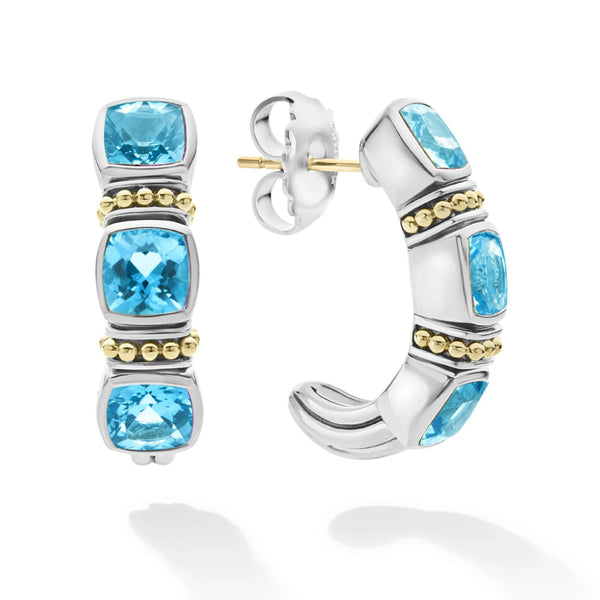 Tesoro Three Stone Blue Topaz Earrings 222062-BTY - Little's Jewelers