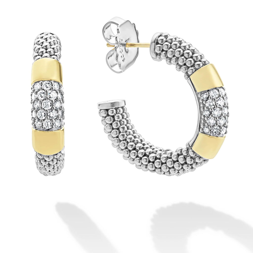 Lagos Gold Station Diamond Hoop Earrings