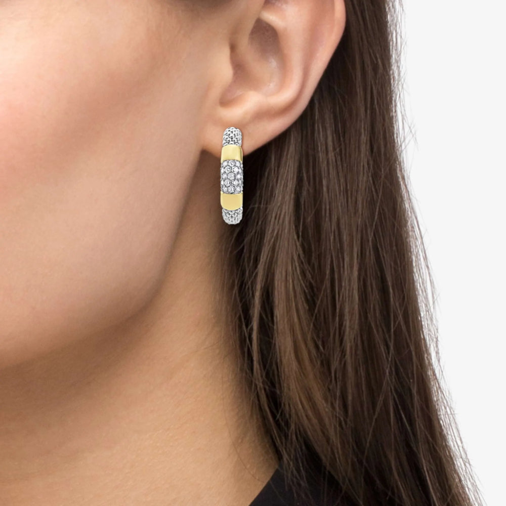 Lagos Gold Station Diamond Hoop Earrings