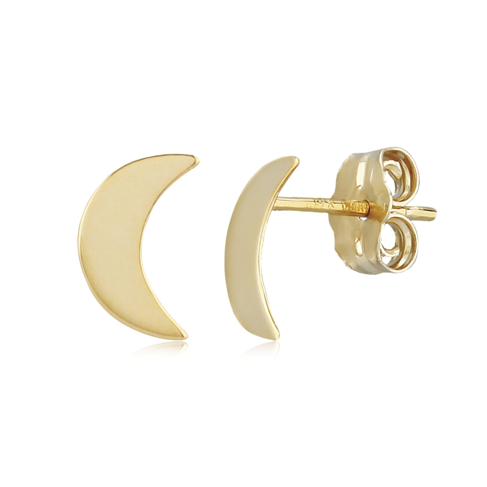 14k Gold Crescent Moon Stud Earrings