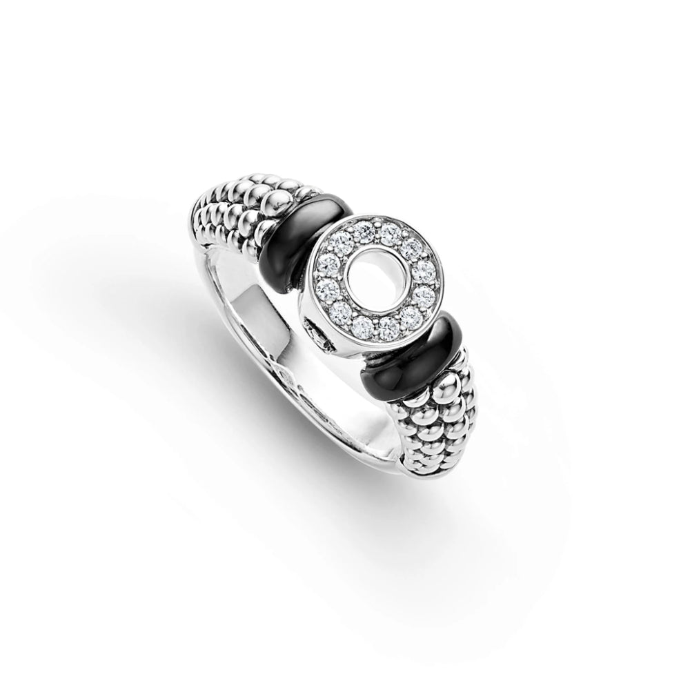 Lagos Ceramic and Diamond Circle Ring