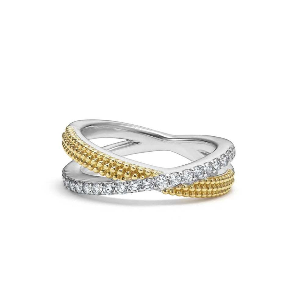 Lagos Two Tone X Diamond Ring