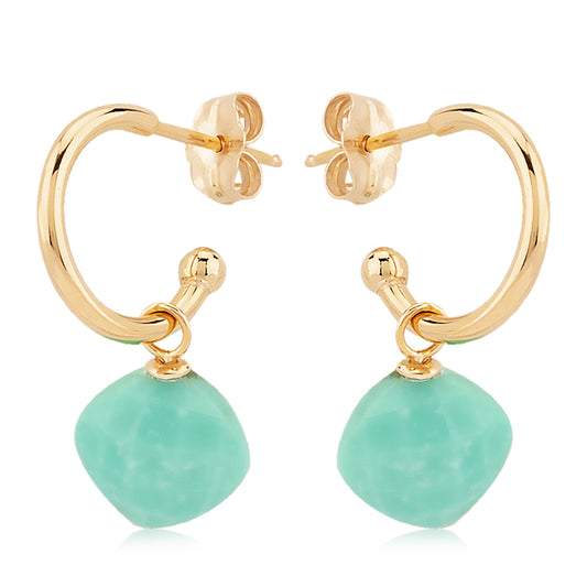 14k Gold Turquoise Drop Earrings