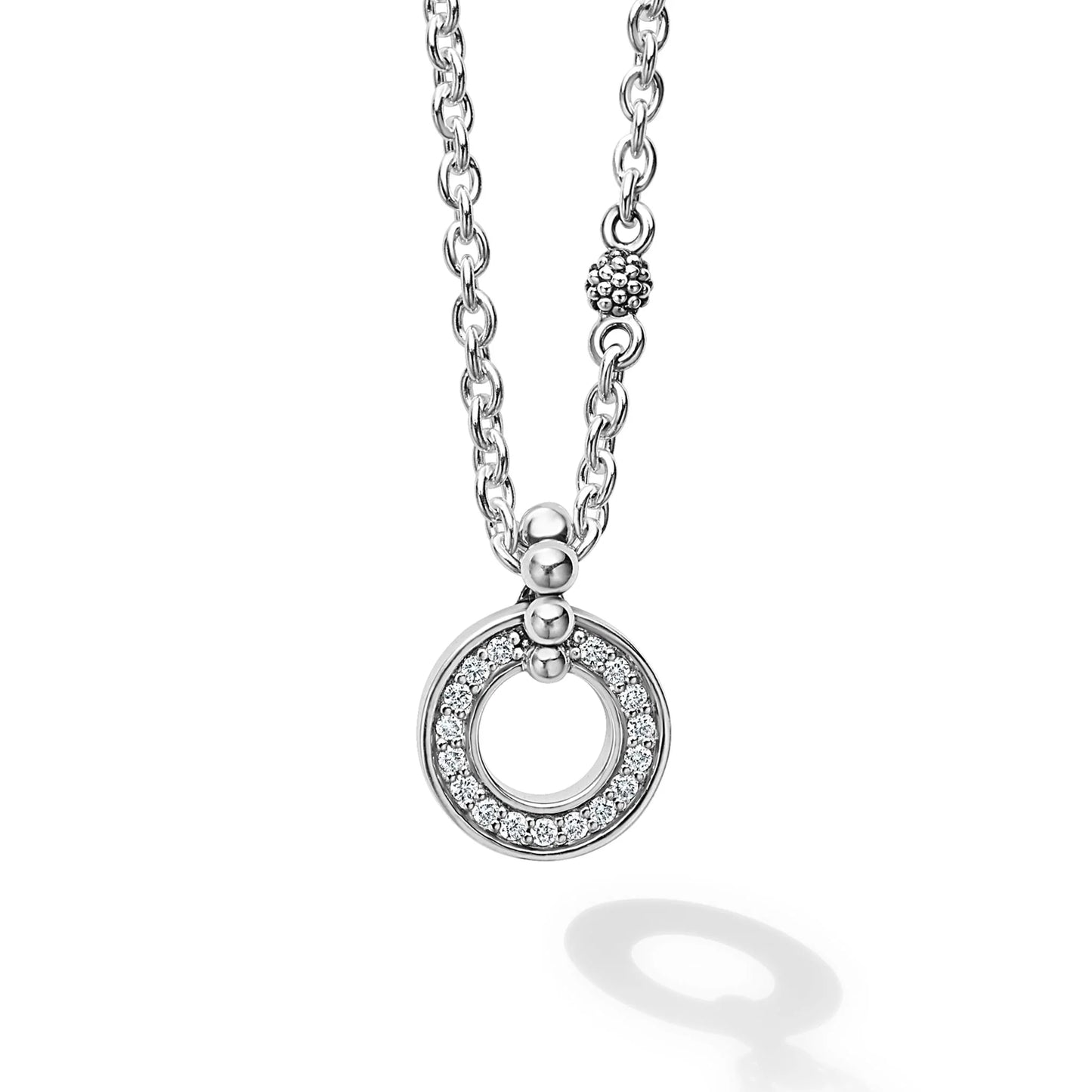 Lagos Caviar Spark Diamond Circle Pendant Necklace