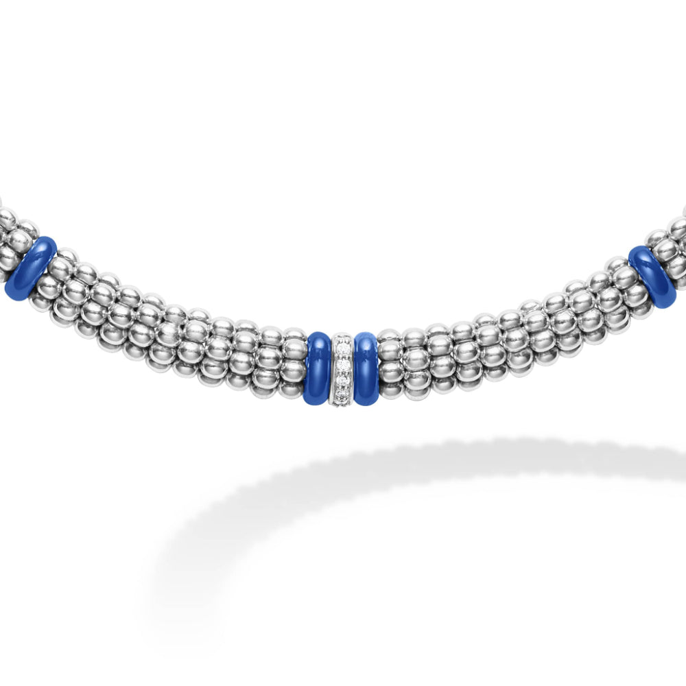 Lagos Blue Caviar Ultramarine Single Station Diamond Necklace