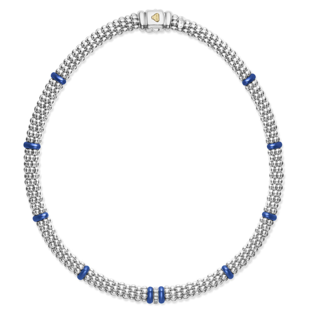 Lagos Blue Caviar Ultramarine Single Station Diamond Necklace