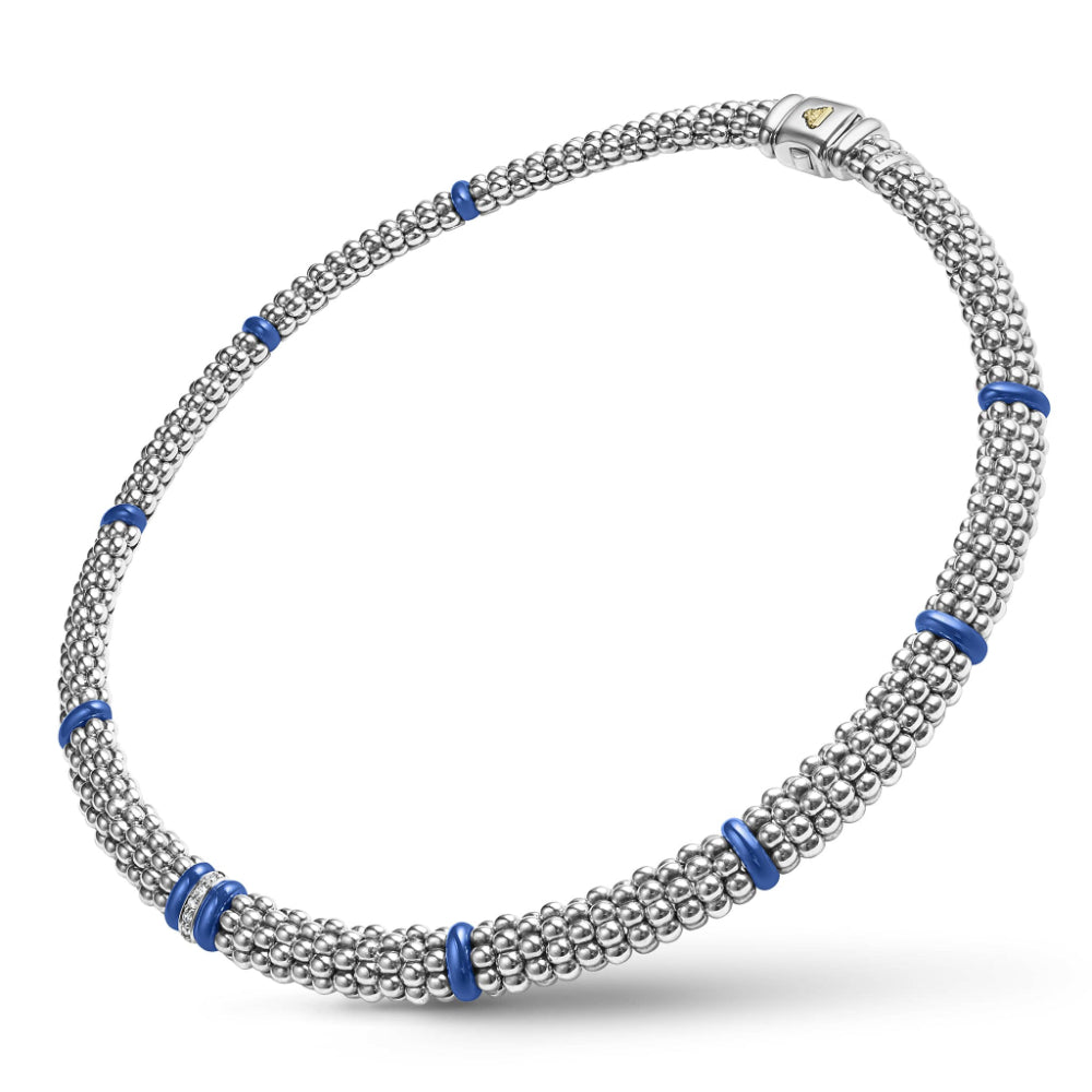 Lagos Blue Caviar Ultramarine Single Station Diamond Necklace