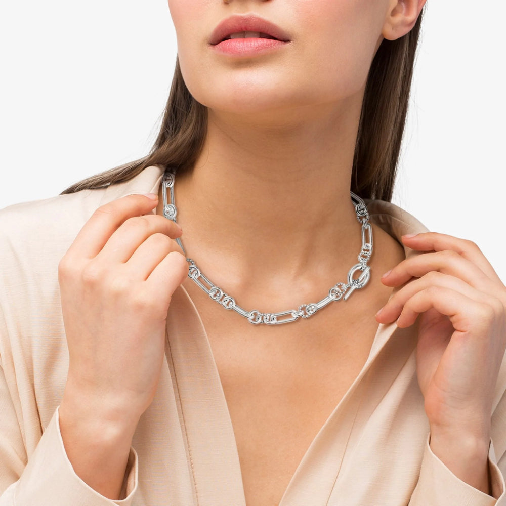 Lagos Signature Caviar Silver Link Necklace