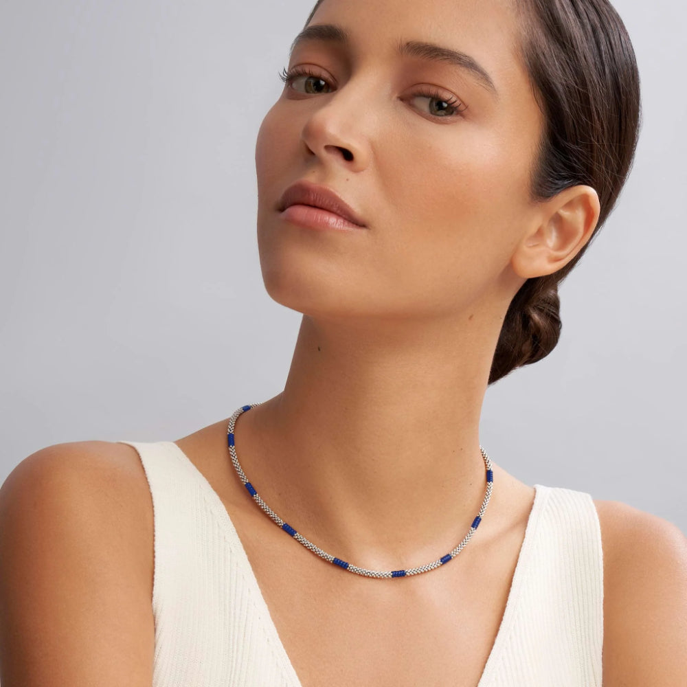 Lagos Ultramarine Blue Caviar Ceramic Station Beaded Necklace