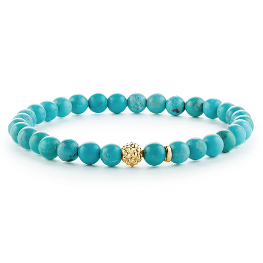 Lagos Turquoise Gold Station Bead Bracelet