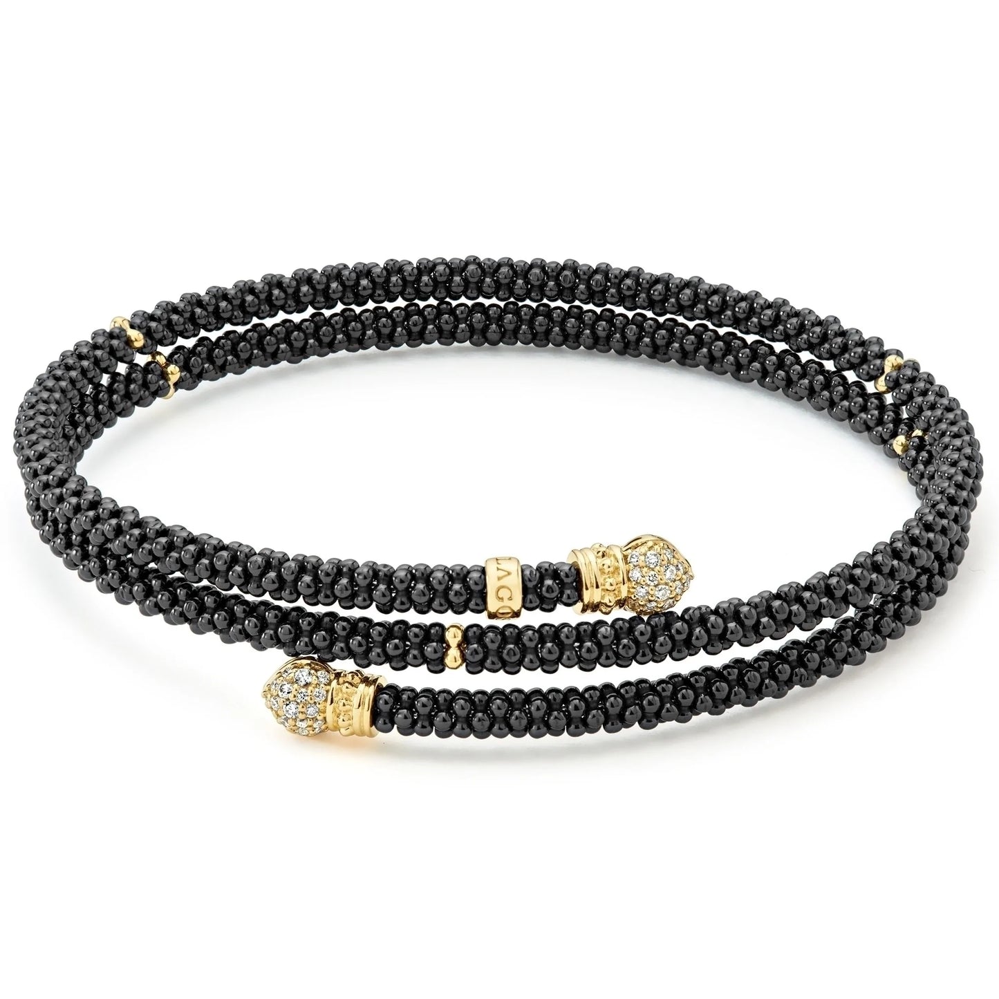 Lagos Black Caviar Ceramic Wrap Diamond Bracelet