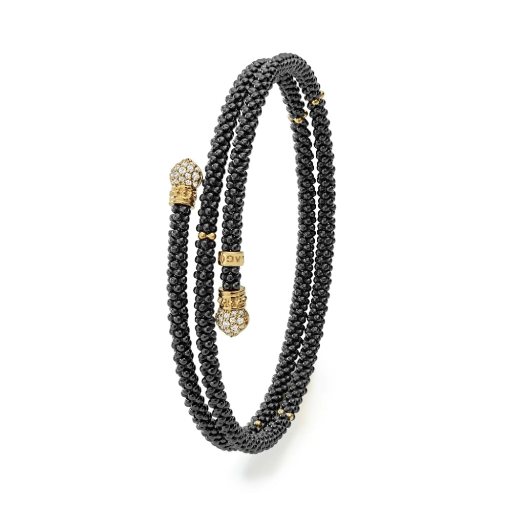 Lagos Black Caviar Ceramic Wrap Diamond Bracelet