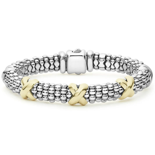 Lagos Signature Caviar Three Station "X" Bracelet 9mm