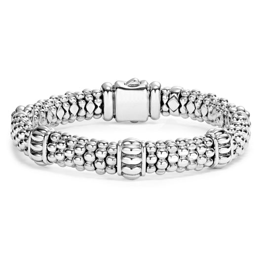 Lagos Signature Caviar Fluted Beaded Bracelet, 9mm