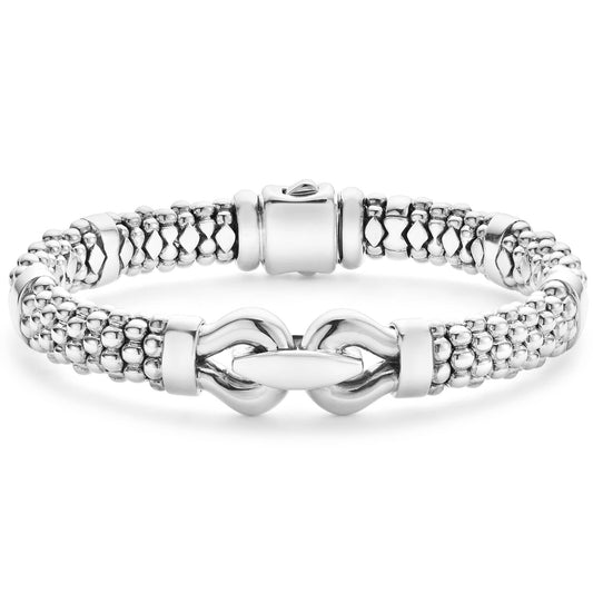 Lagos Derby Silver Caviar Buckle Bracelet, 9mm