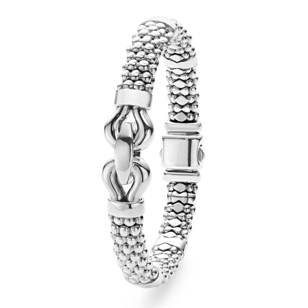 Lagos Derby Silver Caviar Buckle Bracelet, 9mm