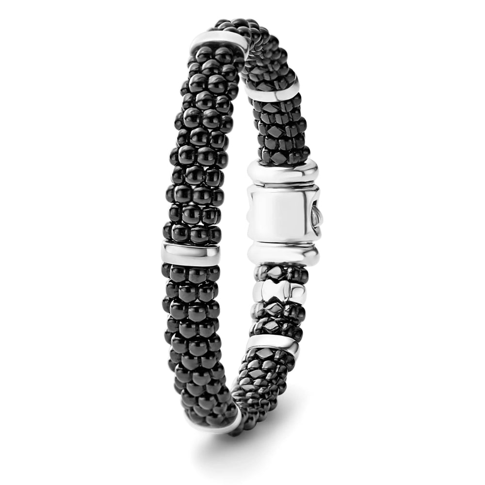 Lagos Black Caviar Silver Station Ceramic Bracelet