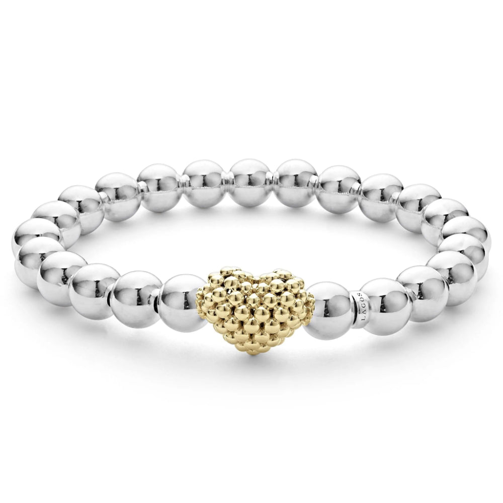 Lagos Stretch Gold Heart Bead Bracelet