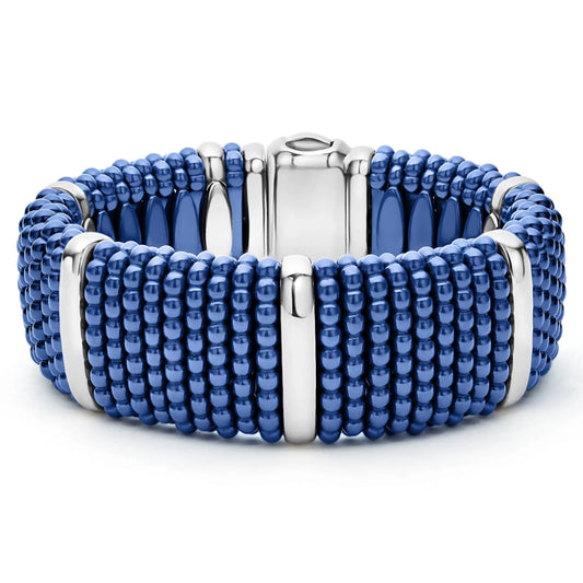 Lagos Blue Caviar Silver Station Statement Ceramic Caviar Bracelet