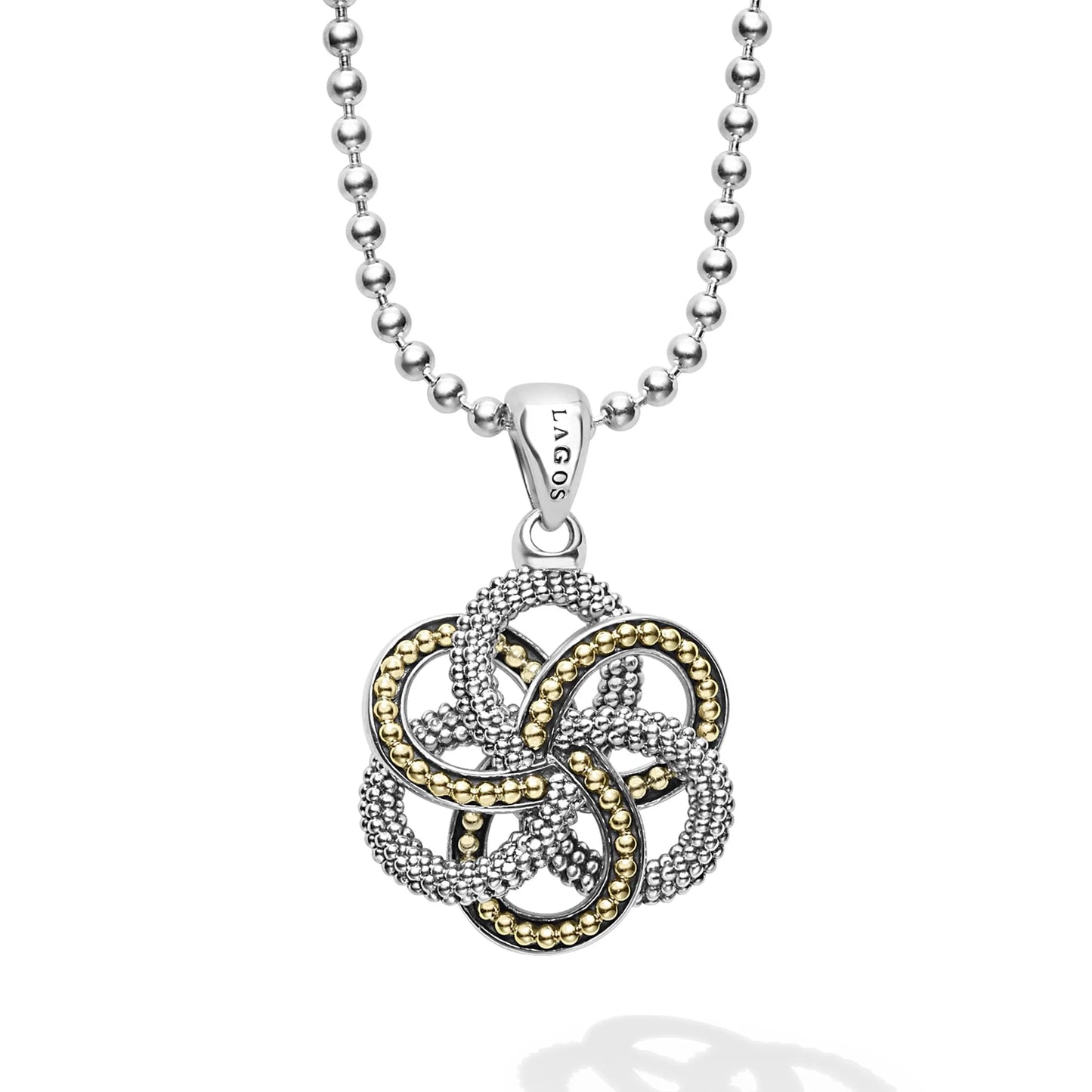 Lagos Love Knot Large Two-Tone Pendant Necklace