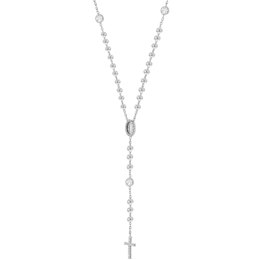 Rosary on sale silver necklace