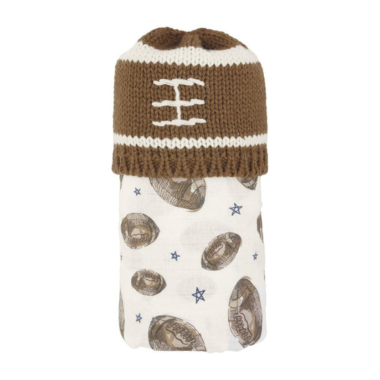 Mud Pie Football Swaddle & Hat Sets