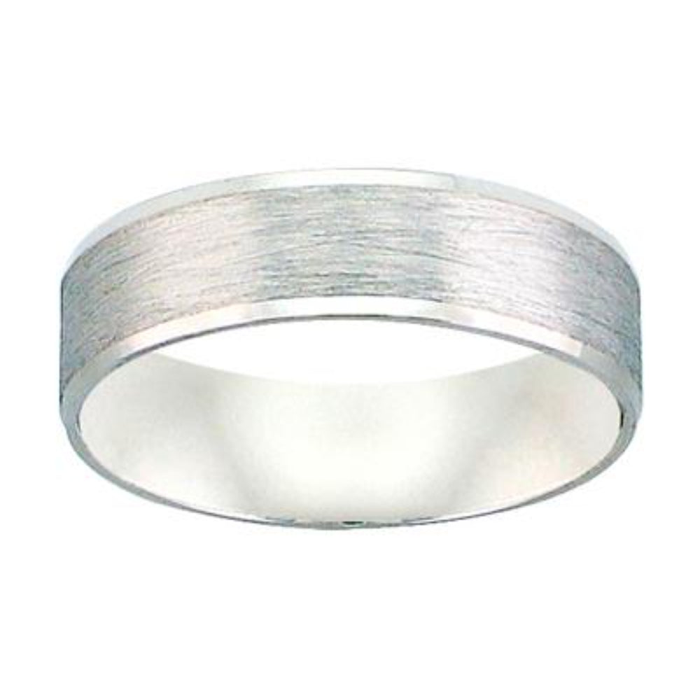 Men's 6mm Flat Bevel Edge Carved Wedding Band 