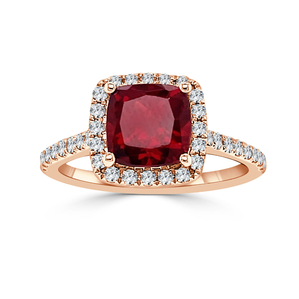 14k Gold 7mm Cushion Cut Garnet and Diamond Ring – Smyth Jewelers